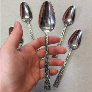 60s Vtg Towle SCC Cubist Stainless Flatware Teaspoon in Aquarius Pattern